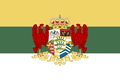 Třetí vlajka Ohřevska s pozměněnou velikostí znaku