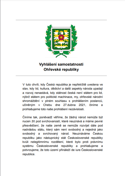 Soubor:Deklarace samostatnosti Ohřevska list1.png